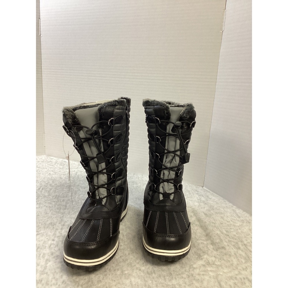 Totes Liz Womens‎ Black Quilted Faux Fur Winter Snow Boots Wide Width 7W New